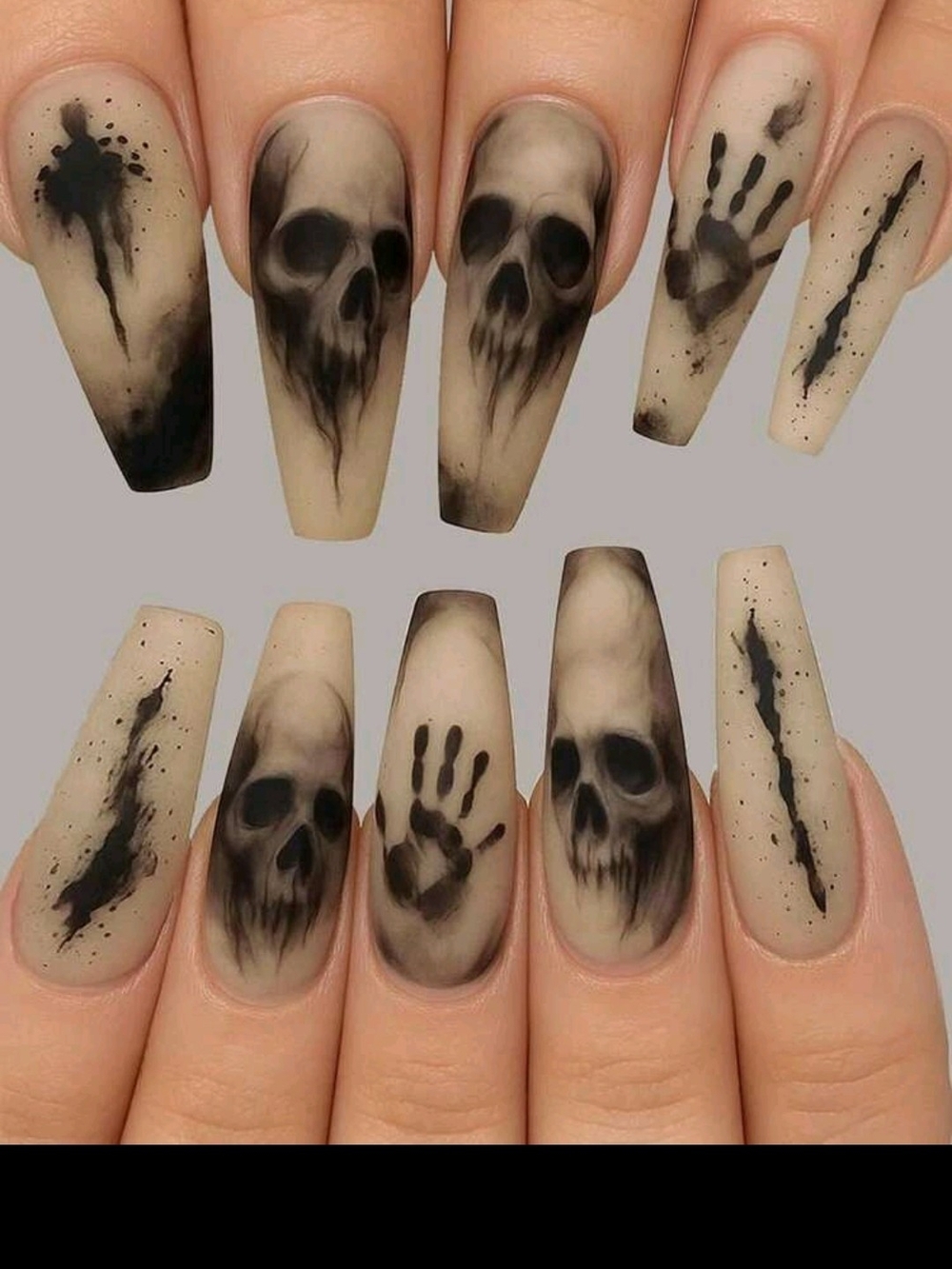 Matte Skull & Handprint Press-on Nail